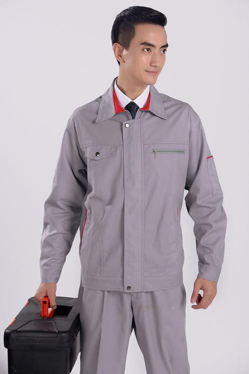 厂家直销工厂车间工作服 劳保服灰色长袖夹克套装 汽修服定制